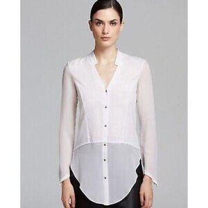 Helmut Lang Womens Sheer White Button-Up Shirt Size Small
